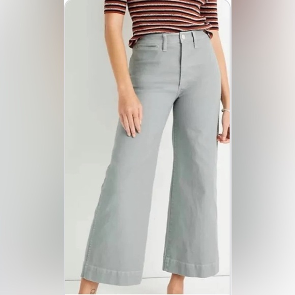 Madewell Pants - Madewell Women's Slim Emmett Wide-Leg Crop Pants Gray Blue Denim Stretch Sz 30
